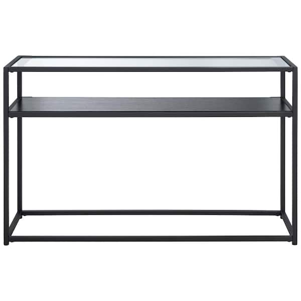 SAFAVIEH Ackley 11.81 in. Black Rectangle Metal Console Table