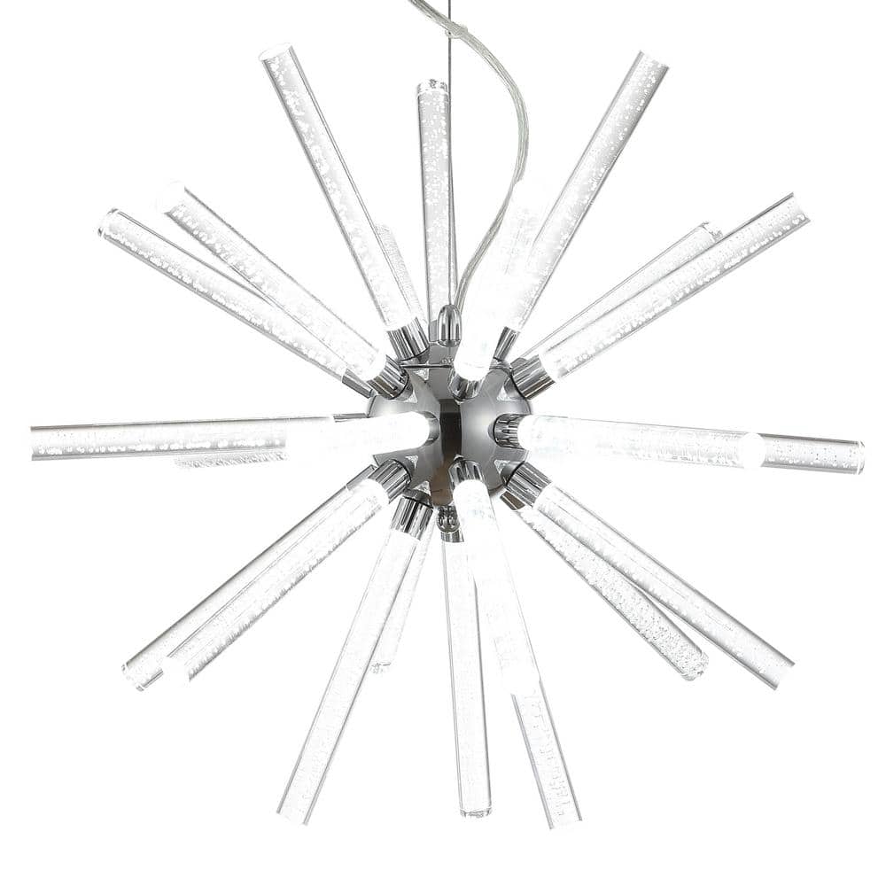 Soyuz 19.5" Chrome Starburst Adjustable LED Pendant Light