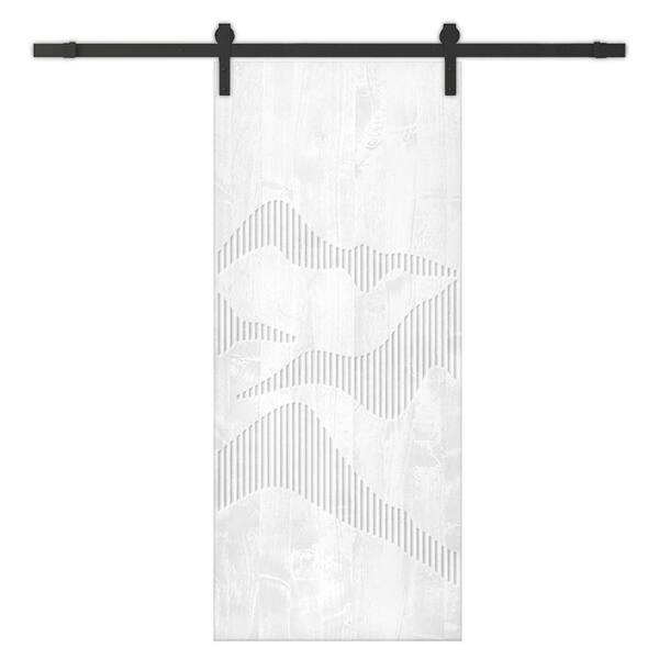 CALHOME 24 in. x 80 in. White Stained Pine Wood Modern Interior Sliding Barn Door with Hardware Kit