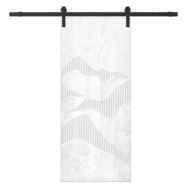 CALHOME 30 in. x 80 in. White Stained Pine Wood Modern Interior Sliding Barn Door with Hardware Kit