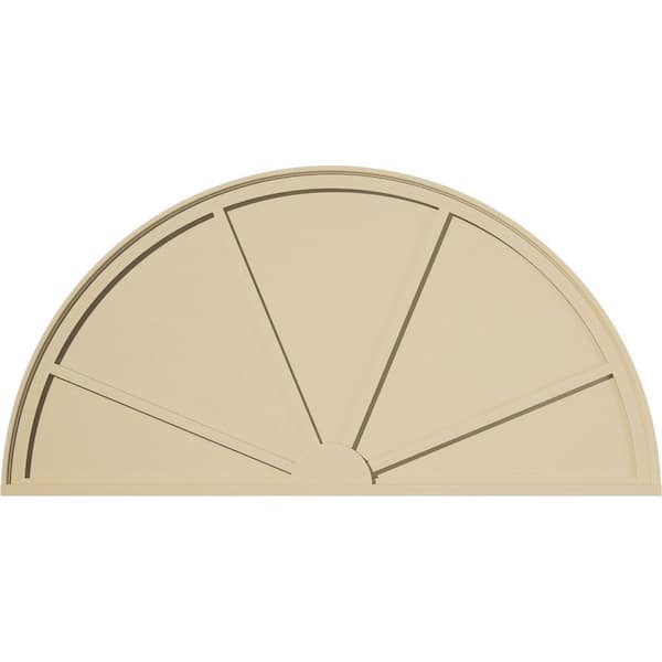 60 in. W x 30 in. H x 2 in. D Half Round 4-Spoke Signature Urethane Pediment, Primed Tan