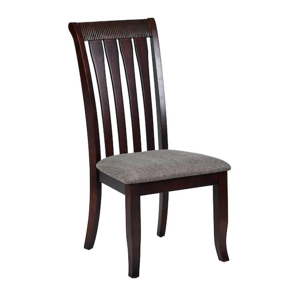 Homy Casa Zareef Brown Fabric Upholstered Dining Chairs with Solid Wood Legs (Set of 2)