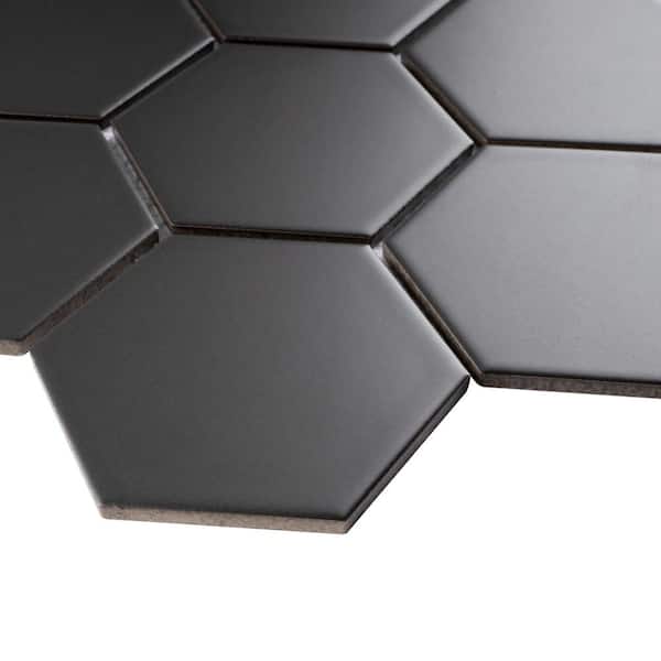 Cosmo Black Marbled Porcelain Hexagon Tile  Online Tile Store with Free  Shipping on Qualifying Orders