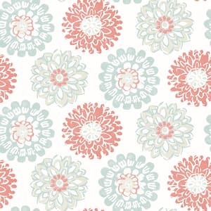 Sunkissed Coral Floral Pink Wallpaper Sample