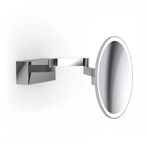 WS 94 8.1" W x 8.1" H Small Round Lighted Wall Mount Magnifying Bathroom Makeup Mirror in Polished Chrome