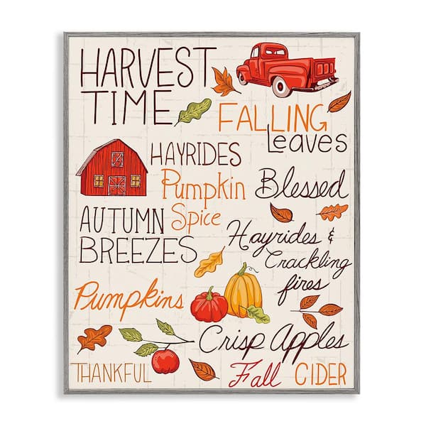 Stupell Industries Harvest Time Phrases by Diane Labombarbe 1-Piece Framed Graphic Print Travel Poster Art Print 20 in. x 16 in.