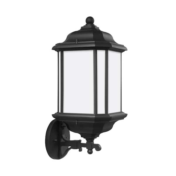 Generation Lighting Kent 1-Light Black Outdoor 19.25 in. Wall Lantern Sconce with LED Bulb