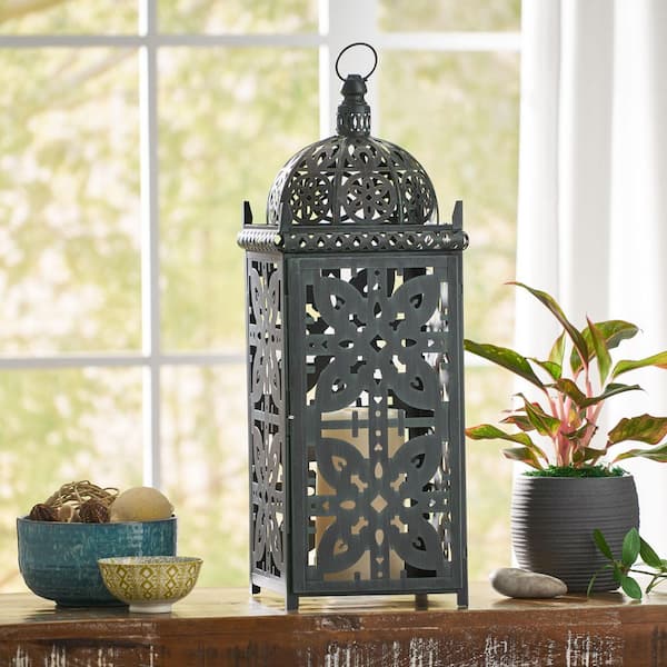 Unbranded Black Patina Indoor Metal Handcrafted Decorative Large Lantern