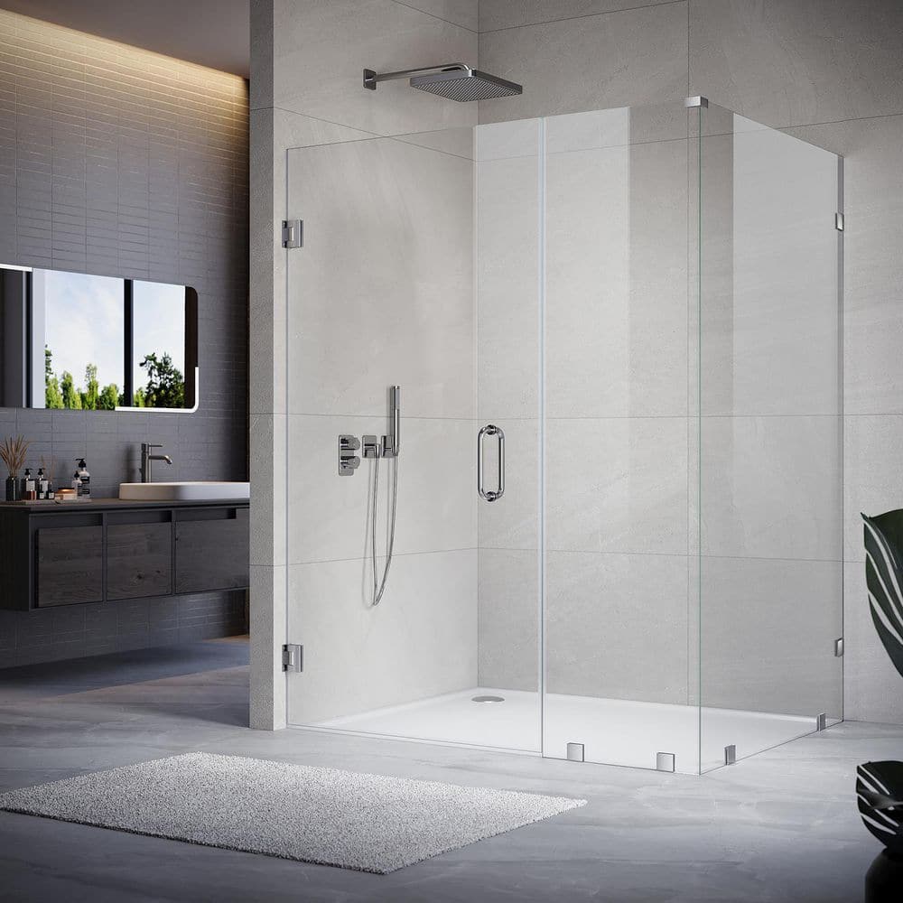 UKH07 72 in. W x 80 in. H x 34 in. D Hinged Frameless Corner Shower Enclosure in Chrome 3/8 in. Clear Glass price history on PriceWatchPro