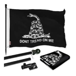 3 ft. x 5 ft. Tangle-Free Flag with 6 ft. Black Aluminum Pole, 150D Polyester, Brass Grommets and Rust-Resistant, Black