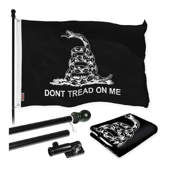 3 ft. x 5 ft. Tangle-Free Flag with 6 ft. Black Aluminum Pole, 150D Polyester, Brass Grommets and Rust-Resistant, Black