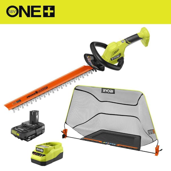 ONE + 18V 22 in. Lithium-Ion Cordless Hedge Trimmer with Debris Collector and 2.0 Ah Battery and Charger