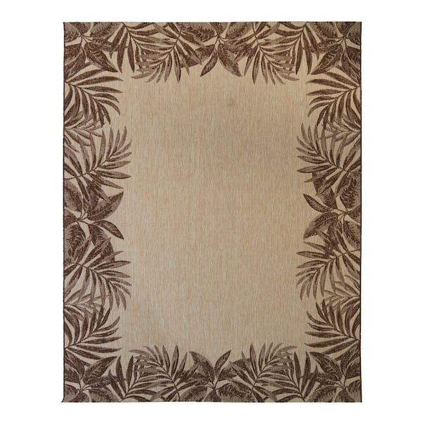 Gertmenian Paseo Tropic Sand 8 ft. x 10 ft. Border Indoor/Outdoor Area Rug