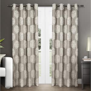 Akola Natural Medallion Polyester 54 in. W x 108 in. L Grommet Top, Room Darkening Curtain Panel (Set of 2)