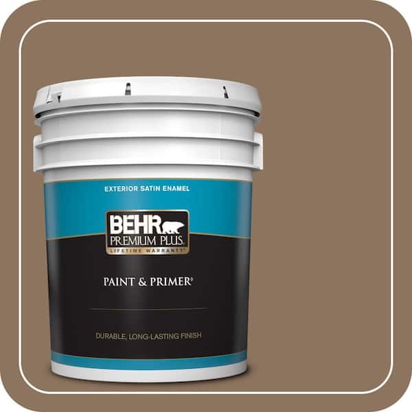 BEHR PREMIUM PLUS 5 gal. #N260-6 Outdoor Cafe Satin Enamel Exterior Paint & Primer