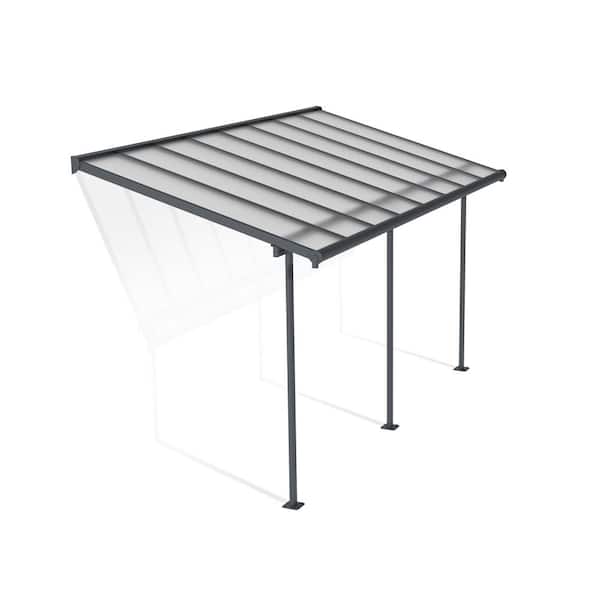 Sierra 7.5 ft. x 15 ft. Gray/Clear Aluminum Patio Cover