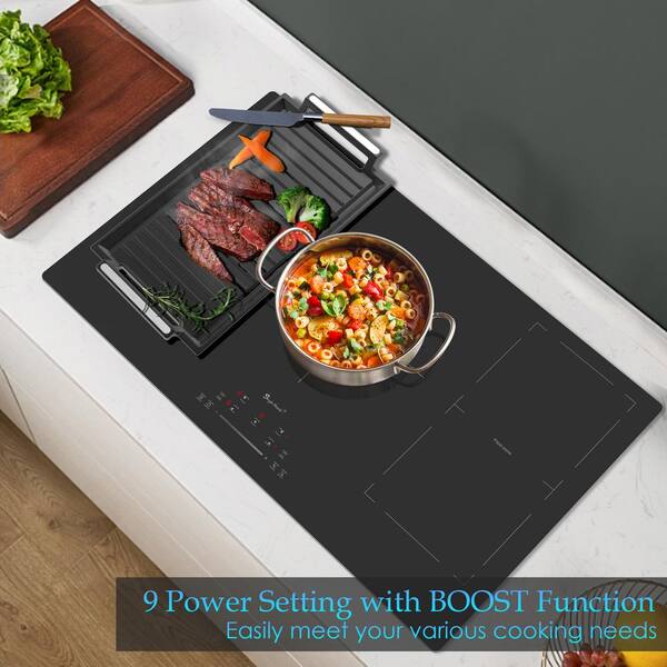 36 in. 5 Elements Ceramic Surface Gas Cooktop in Black with Flexible Zone with 9 Level Power Boost Touch Panel
