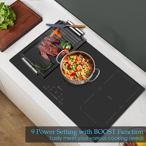 LD 36 in. 5 Elements Induction Cooktop in Black with Flexible Zone, 9000W Built in Electric Stove, Touch Panel