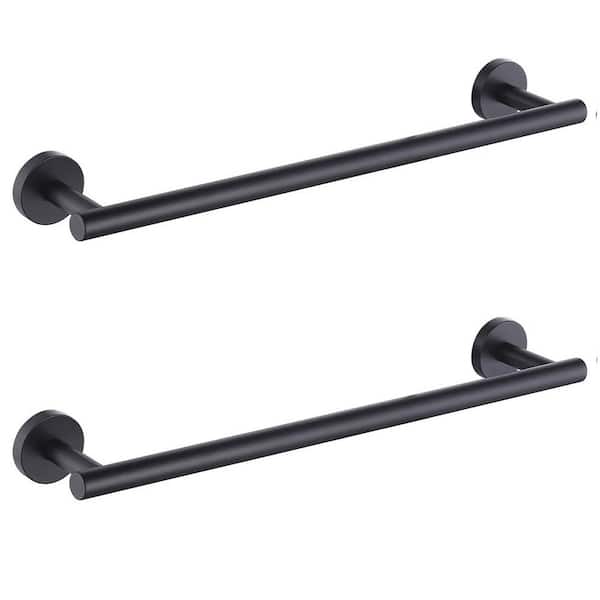 ruiling 18 in. Wall Mounted Towel Bar in Matte Black (2-Pack)