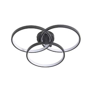 OUKANING 15.74 in. 3-Light Blue Retro Flush Mount Ceiling