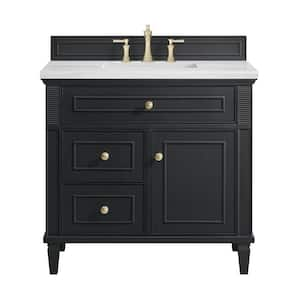 Lorelai 36.0 in. W x 23.5 in. D x 34.06 in. H Single Bathroom Vanity in Black Onyx with Arctic Fall Solid Surface Top