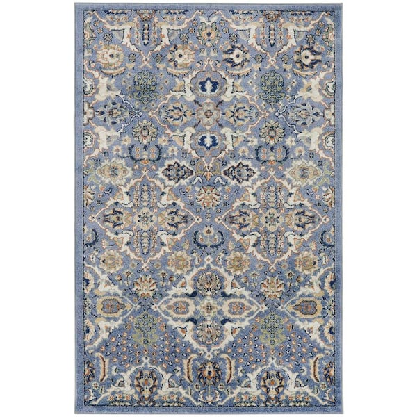 Nourison Allur Light Blue 4 ft. x 6 ft. Abstract Medallion Transitional Area Rug