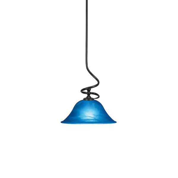 Unbranded Royale 100 W 1-Light Matte Black Standard Mini Pendant Light with Glass Shade