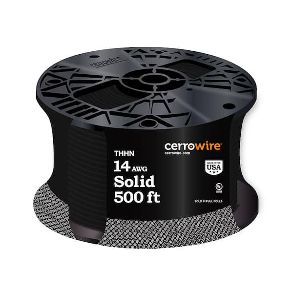 Cerrowire 500 ft. 14 Gauge Black Solid Copper THHN Wire