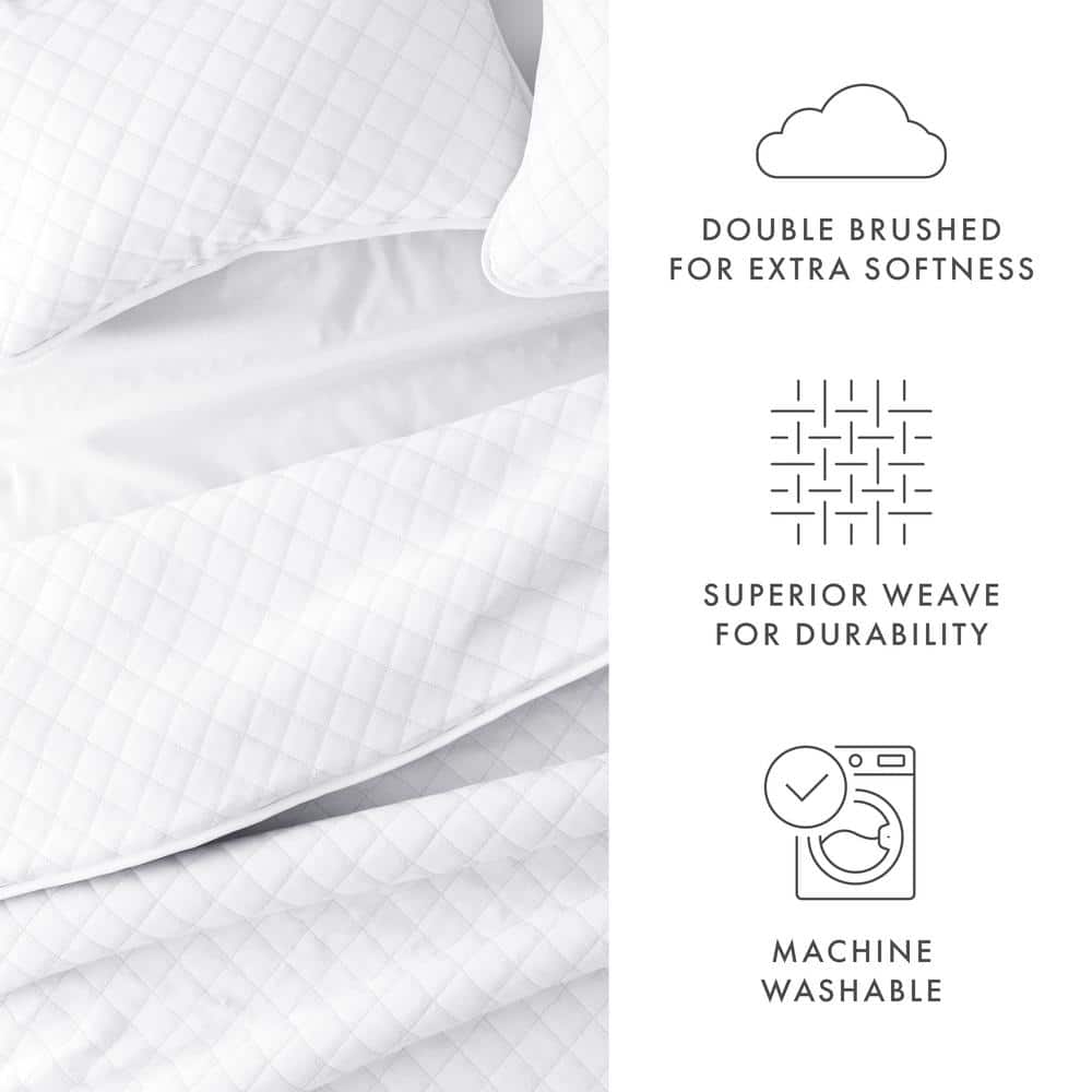 White Full Microfiber Reversible Quilt Set with Shams
