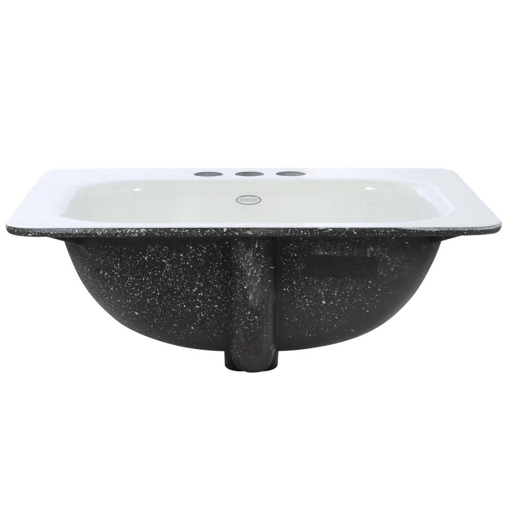 Tahoe White Cast Iron Rectangular Drop-In Bathroom Sink
