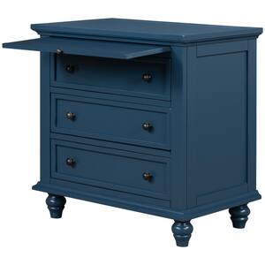 Storage Wood Cabinet with 3-Drawer in Blue