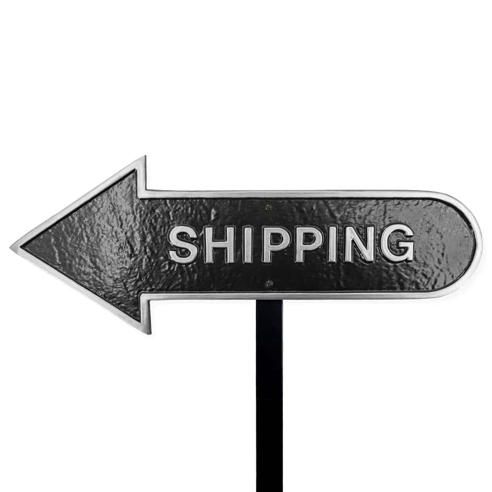 6 in. x 15.5 in. Left Arrow Shipping Statement Plaque Sign with Lawn Stake-Black/Silver price history on PriceWatchPro