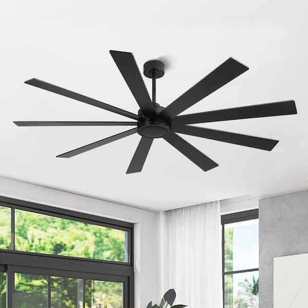 65 in. (5.4 ft.) Indoor Ceiling Fan Without Light, 8-Plywood Blades, Black