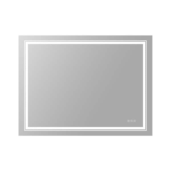 Maincraft 48 in. W x 36 in. H Rectangular Frameless Anti-Fog Wall Mounted LED Light Bathroom Vanity Mirror in Silver