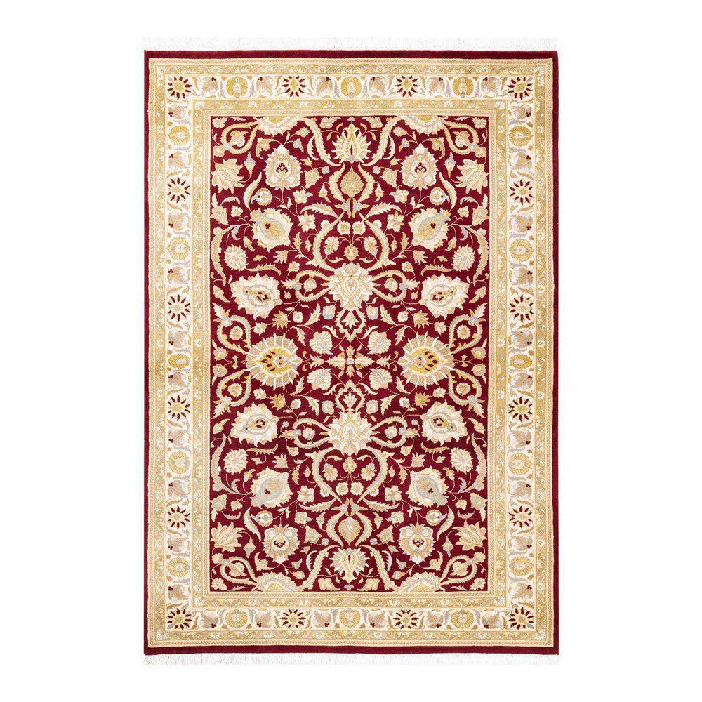 Hand-Knotted Red Wool Oriental Square Area Rug