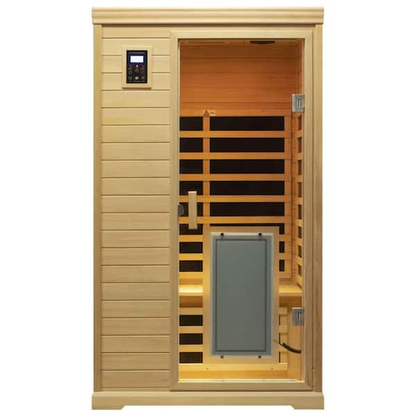 2-Person Indoor Hemlock Infrared Sauna with Dual Control Panels, 8-Heating Panels, Bluetooth Speakers, Color Lights