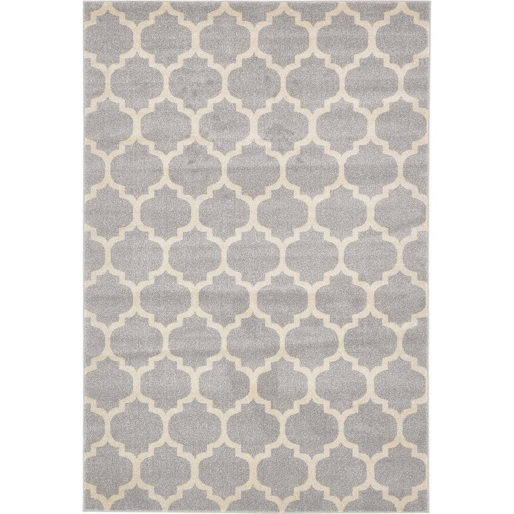 Light Grey 6' x 9' Synthetic Trellis Area Rug