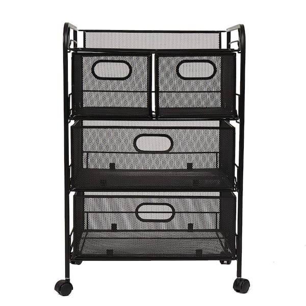 Mind Reader Alloy Collection Metal Adjustable 4 Tier Industrial Storage  Shelves with Wheels 49 12 H x 13 12 W x 23 14 L Silver - Office Depot