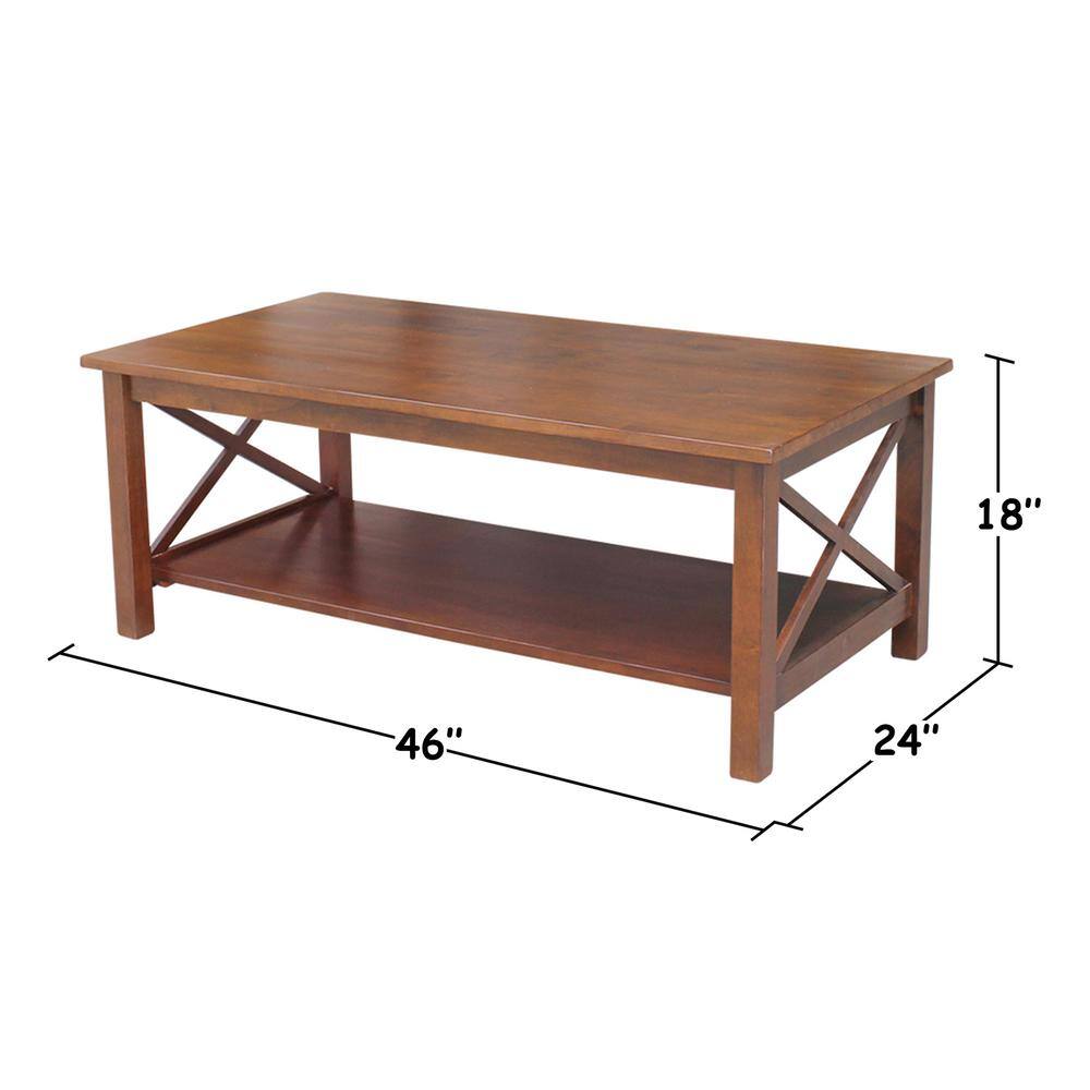 Hampton Espresso 46'' Solid Rubberwood Rectangular Coffee Table
