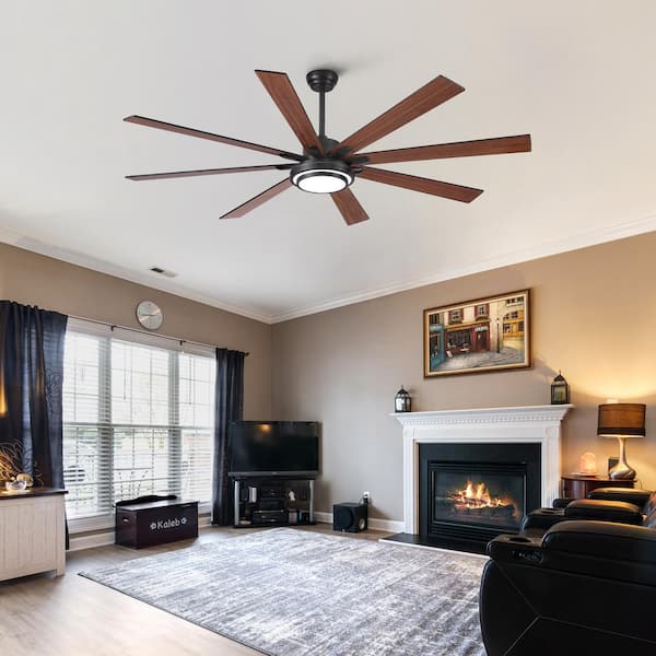 Gabriel 72 in. Indoor Black Brown Plywood Smart Ceiling Fan with Integrated LED Light Kit, Remote Control Included