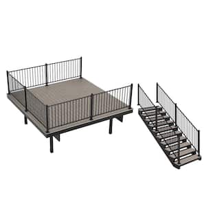 Infinity IS Freestanding 12 ft. x 12 ft. Caribbean Coral Grey Composite Deck 10 Step Kit with Steel Frame and Steel Rail