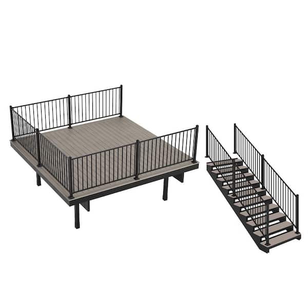 FORTRESS Infinity IS Freestanding 12 ft. x 12 ft. Caribbean Coral Grey Composite Deck 10 Step Kit with Steel Frame and Steel Rail