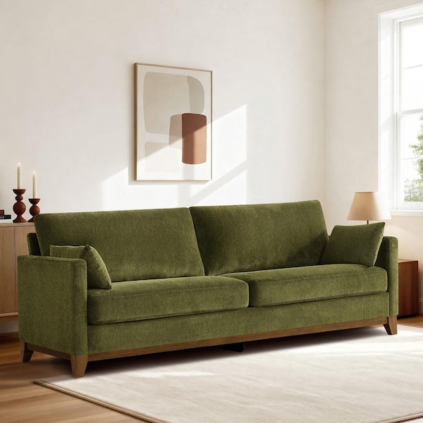 Verto 83.86 in. Striaght Arm 2-piece Fabric Rectangle Sectional Sofa in Moss Green for Living Room