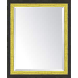 Medium Rectangle Slate Black/Yellow Beveled Glass Classic Mirror (28 in. H x 34 in. W)