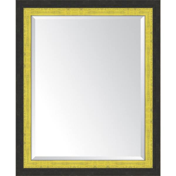 Melissa Van Hise Medium Rectangle Slate Black/Yellow Beveled Glass Classic Mirror (28 in. H x 34 in. W)