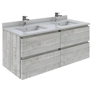 Formosa 48 in. W x 20 in. D x 20 in. H Bath Vanity in Ash with White Vanity Top with White Double Sink