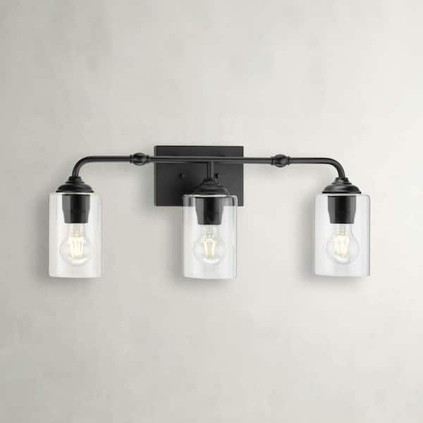 Progress Lighting Avec 23.5 in. 3-Light Matte Black Luxe Vanity Light