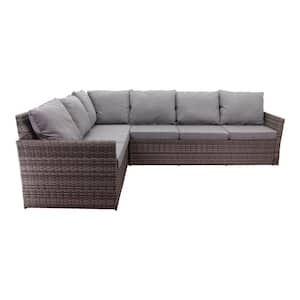 Newton 2-Piece Metal Patio Conversation Sectional Seating Set with Gray Cushions
