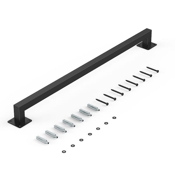 Wall Mounted Stair Handrail, 2.76 in. H x 3.15 in. W 3 ft. Black Iron Indoor Railing, Stair Railing Kit Steel