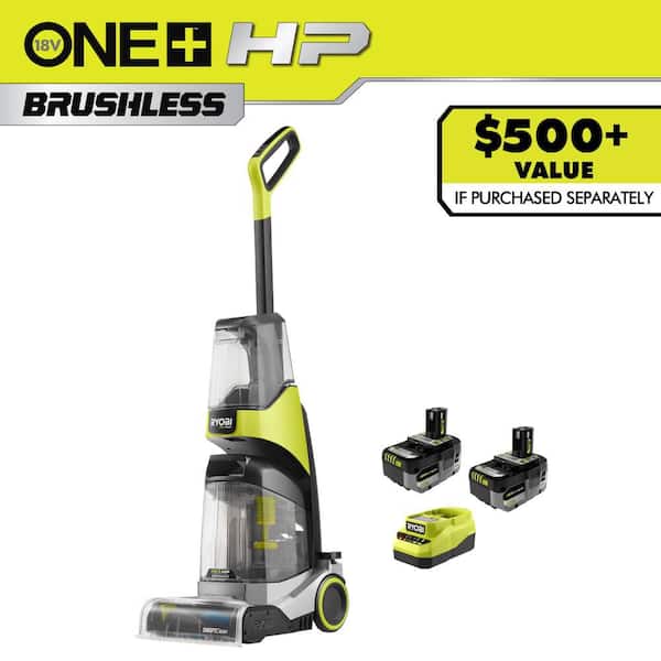 ONE+ HP 18V Cordless SWIFTClean Rug and Carpet Cleaner Machine w/ (2) 4Ah Batteries, Brush Rolls and Cleaning Solution